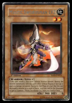 MYSTIC SWORDSMAN LV2 SOD-EN011 RARE SOUL OF THE DUELIST YU-GI-OH - Image 1