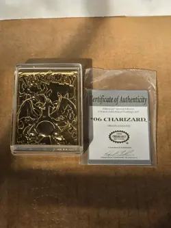 1999 Pokemon 23 Karat Gold Plated Trading Card Charizard With Authenticity - Image 1