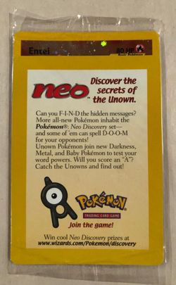 Pokemon - NEO Discovery - Entei Promo Card - Secrets of the Unown (SEALED) - Image 1