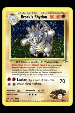 2000 Pokemon Gym Heroes 2 Brocks Rhydon Holo LP - Image 1