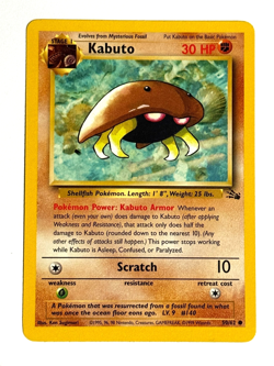 Pokemon TCG Kabuto 50/62 Unlimited Common Fossil - Image 1