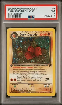 PSA 7 NM 2000 Pokemon Team Rocket Dark Dugtrio Holo 1st Edition #6 - Image 1