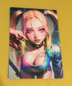 harley quinn Waifu Goddess Anime Girl holo custom card - Image 1