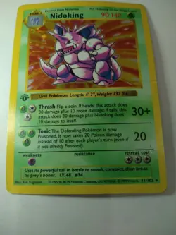 RARE 1999 Pokemon Base Set 1st First Edition Shadowless NIDOKING #11 Card Holo - Image 4