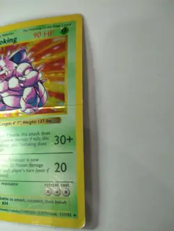 RARE 1999 Pokemon Base Set 1st First Edition Shadowless NIDOKING #11 Card Holo - Image 5