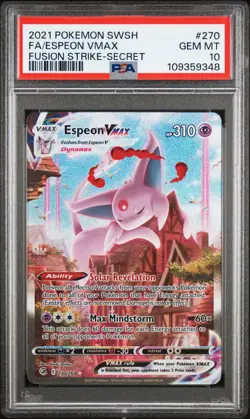 PSA 10 Espeon VMAX #270 Holo Fusion Strike Secret Alt Art Rare Pokemon 2021 - Image 1