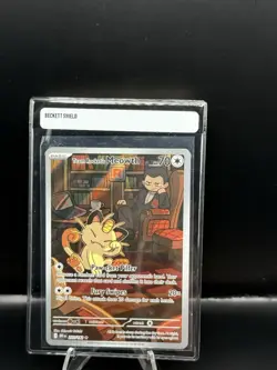 Pokemon TCG Team Rockets Meowth 203/182 Illustration Rare Destined Rivals NM - Image 1