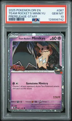 2025 POKEMON DRI EN-DESTINED RIVALS #087 TEAM ROCKET'S MIMIKYU PSA 10 - Image 1