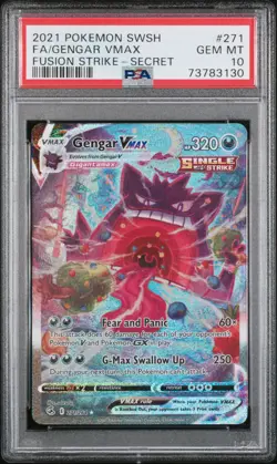 2021 Pokemon Sw&Sh Fusion Strike Gengar VMAX #271 Secret Full Alt Art PSA 10 - Image 1