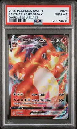 PSA 10 GEM MINT Charizard VMAX Darkness Ablaze Full Art Holo Pokemon 020/189 - Image 1