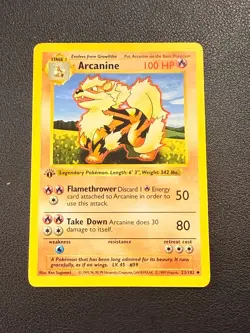 Pokemon TCG Arcanine Base Set Shadowless 1st Edition See Description - Image 5