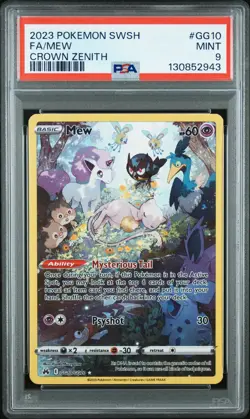 2023 POKEMON SWORD & SHIELD CROWN ZENITH #GG10 FULL ART/MEW PSA 9 - Image 1