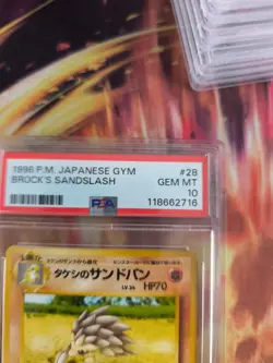 Pokemon Card Brock's Sandshrew Sandamer Japanese Gym heroes 1998 PSA 10 - Image 4