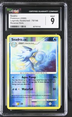 CGC 9 MINT Seadra 2008 Legends Awakened 70/146 Reverse Holo Pokemon Card - Image 1