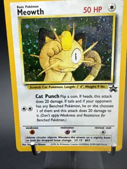 Pokemon TCG Meowth Wizards Black Star Promos 10 Holo Promo Promo SWIRL - Image 3