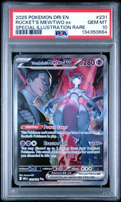 Pokemon 2025 Team Rocket's Mewtwo ex 231/182 SIR Destined Rivals GEM MINT PSA 10 - Image 1