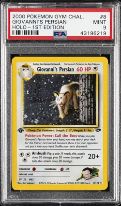 2000 POKEMON GYM CHALLENGE HOLO-1ST ED #8 GIOVANNI'S PERSIAN PSA 9 - Image 1