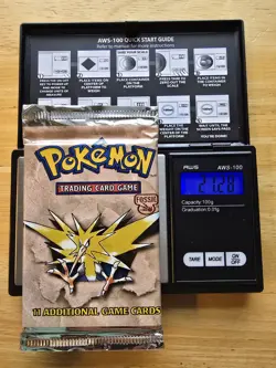 21.28g HEAVY Pokemon Fossil Booster Pack Zapdos Short Crimp - Factory Sealed/New - Image 1