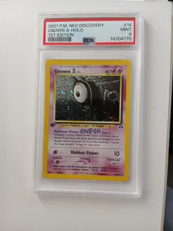 PSA 9 1st Edition Holo Unown [A] 14/75 Neo Discovery Pokemon Card MINT! - Image 1