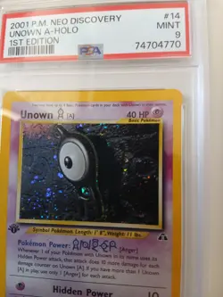 PSA 9 1st Edition Holo Unown [A] 14/75 Neo Discovery Pokemon Card MINT! - Image 5