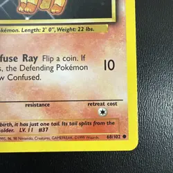 FREE SHIPPING Shadowless Vulpix Pokemon Card Base Set 1999 WOTC 68/102 - Image 4