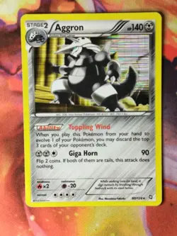 Aggron 80/124 HP Holo Rare Dragons Exalted 2012 Black And White Pokemon Card - Image 1
