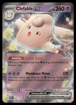 Pokemon Cards Clefable ex 082/197 Obsidian Flames Double Rare NM - Image 1