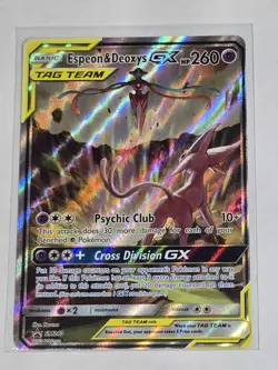 Espeon & Deoxys GX SM240 Promo Full Art Holo Pokemon TCG Black Star Card NM - Image 1