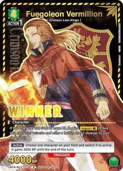 Fuegoleon Vermillion Winner Tournament Promo Union Arena Card Black Clover Seal - Image 1