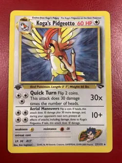 🔥Koga’s Pidgeotto Pokemon Card 27/132 Gym Challenge 1st Edition Non-Holo -LP - Image 1