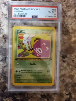 1st Edition Pokemon 2000 Team Rocket Koffing PSA Grade 8 - Image 1