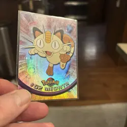 1999 Topps #52 Meowth Rainbow Foil TV Animation Series 1 Pokemon Blue Logo NM - Image 1
