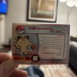 1999 Topps #52 Meowth Rainbow Foil TV Animation Series 1 Pokemon Blue Logo NM - Image 2