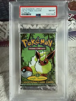 Pokemon TCG Jungle Unlimited Booster Pack Thick Font Flareon PSA 8 - Image 1