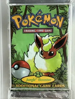 Pokemon TCG Jungle Unlimited Booster Pack Thick Font Flareon PSA 8 - Image 3