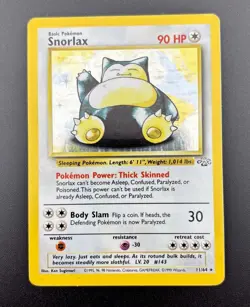 Pokemon TCG - Jungle Set - Snorlax 11/64 Holo Rare - Light to Moderate play - Image 3