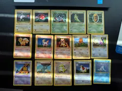 Pokemon TCG Base Set Shadowless Common Uncommon Lot Of 15 - Image 1
