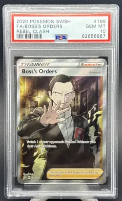 FA/BOSS'S ORDERS 2020 POKEMON SWSH REBEL CLASH PSA 10 GEM MINT - Image 1