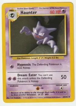 Base Set Pokemon TCG Haunter #29/102 - MP - Image 1