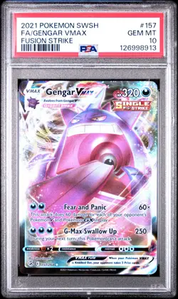 2021 POKEMON SWORD & SHIELD FUSION STRIKE #157 FULL ART/GENGAR VMAX PSA 10 - Image 1