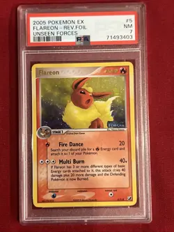2005 Pokemon EX Flareon Rev.Foil #5 Unseen Forces PSA 7 (Rare) - Image 2