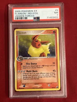 2005 Pokemon EX Flareon Rev.Foil #5 Unseen Forces PSA 7 (Rare) - Image 4