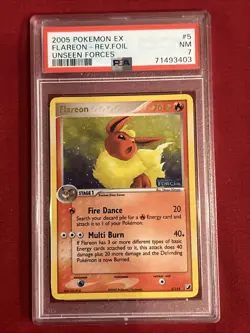 2005 Pokemon EX Flareon Rev.Foil #5 Unseen Forces PSA 7 (Rare) - Image 5