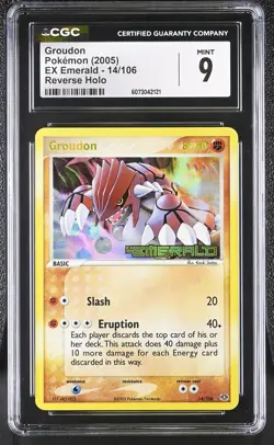 CGC 9 MINT Groudon 2005 EX Emerald 14/106 Reverse Holo STAMPED Pokemon Card - Image 1