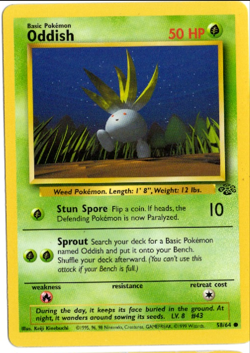 Oddish 58/64 Jungle Set Pokemon Card - Image 1