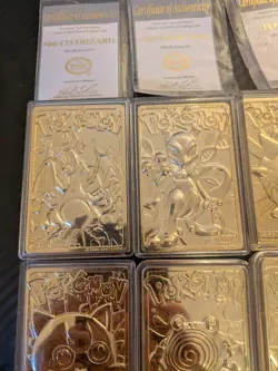 Pokemon 23K Gold Plated Trading Cards 1999 Burger King Full set w/ COA Charizard - Image 2