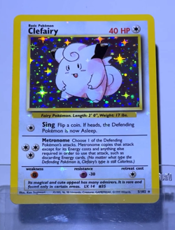 1999 Pokemon CLEFAIRY Base Set HOLO BLEED Misprint ERROR Card 5/102 Rare WotC NM - Image 2