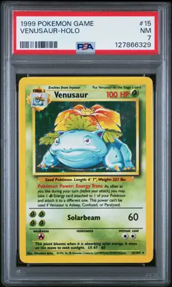 1999 POKEMON GAME #15 VENUSAUR-HOLO PSA 7 - Image 1