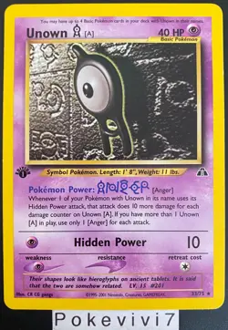 Carte Pokemon UNOWN A 33/75 Rare 1st Edition Wizards Neo Discovery ENGLISH - Image 1