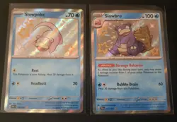 Slowpoke 116/091 & Slowbro 117/091 PAF Paldean Fates NM Pokemon Shiny Baby - Image 1